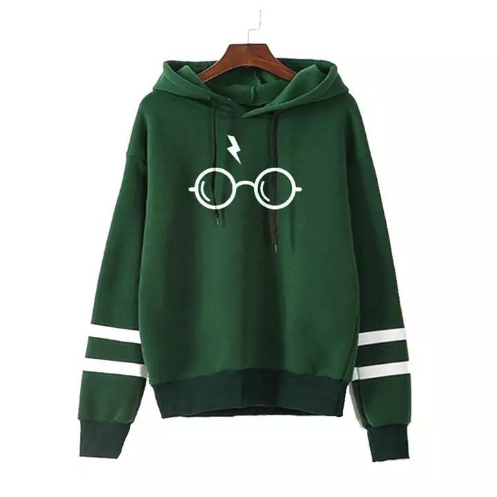 Aliexpress New European And American Amazon Explosion Glasses Printing Hooded Plus Velvet Sweater Women Direct Sales