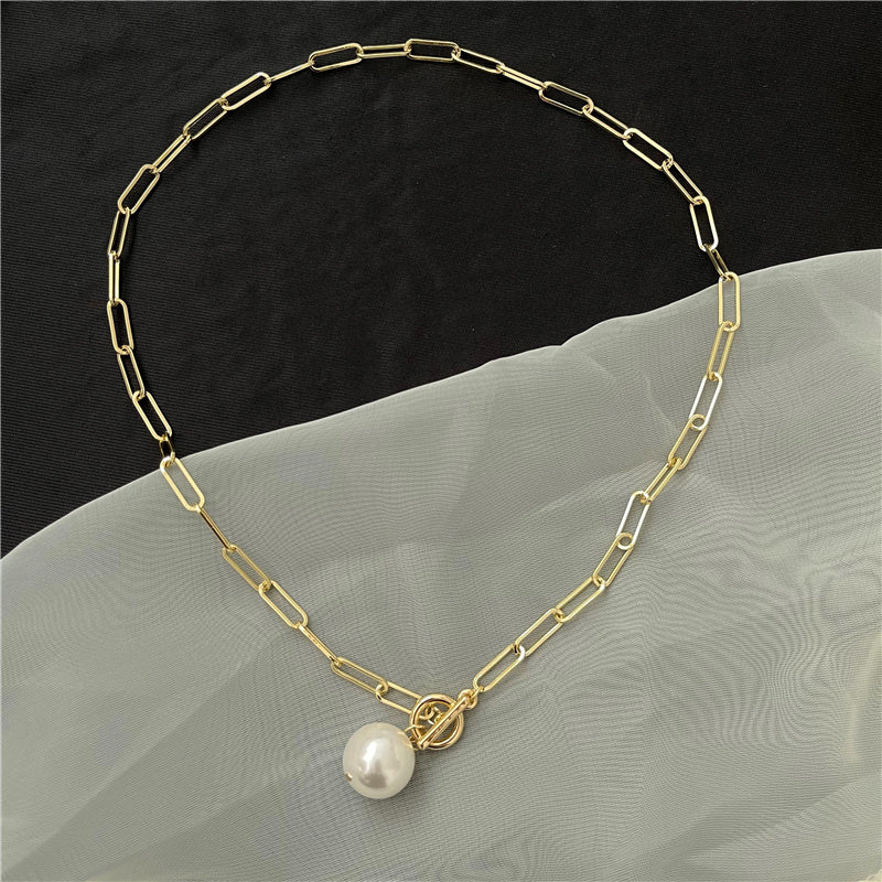 Light Luxury Niche Ins Simple Baroque Pearl Necklace Female Wild Temperament Retro