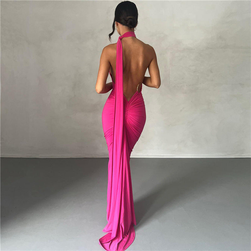 Backless Halter Sheath Dress For Women