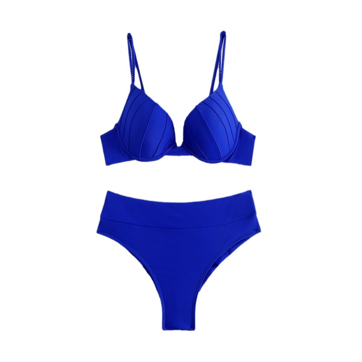 Solid Color Split Shaped Hard Bag Bikini