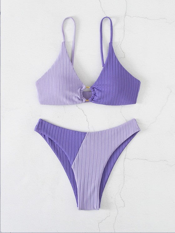 Solid Color Stitching Bikini