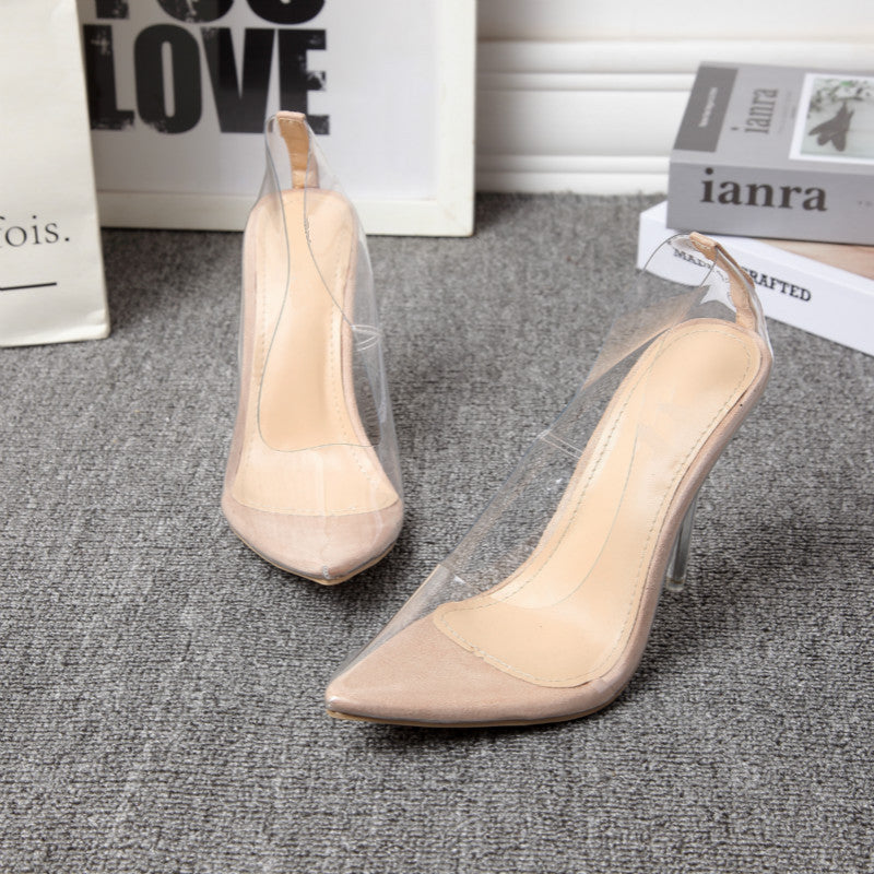 Women's Transparent Pumps Pointed Low-cut Stiletto Heel