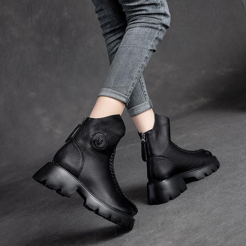 Single Boot Retro Knight Boots Thick-soled Thick Heel Simple Martin Boots