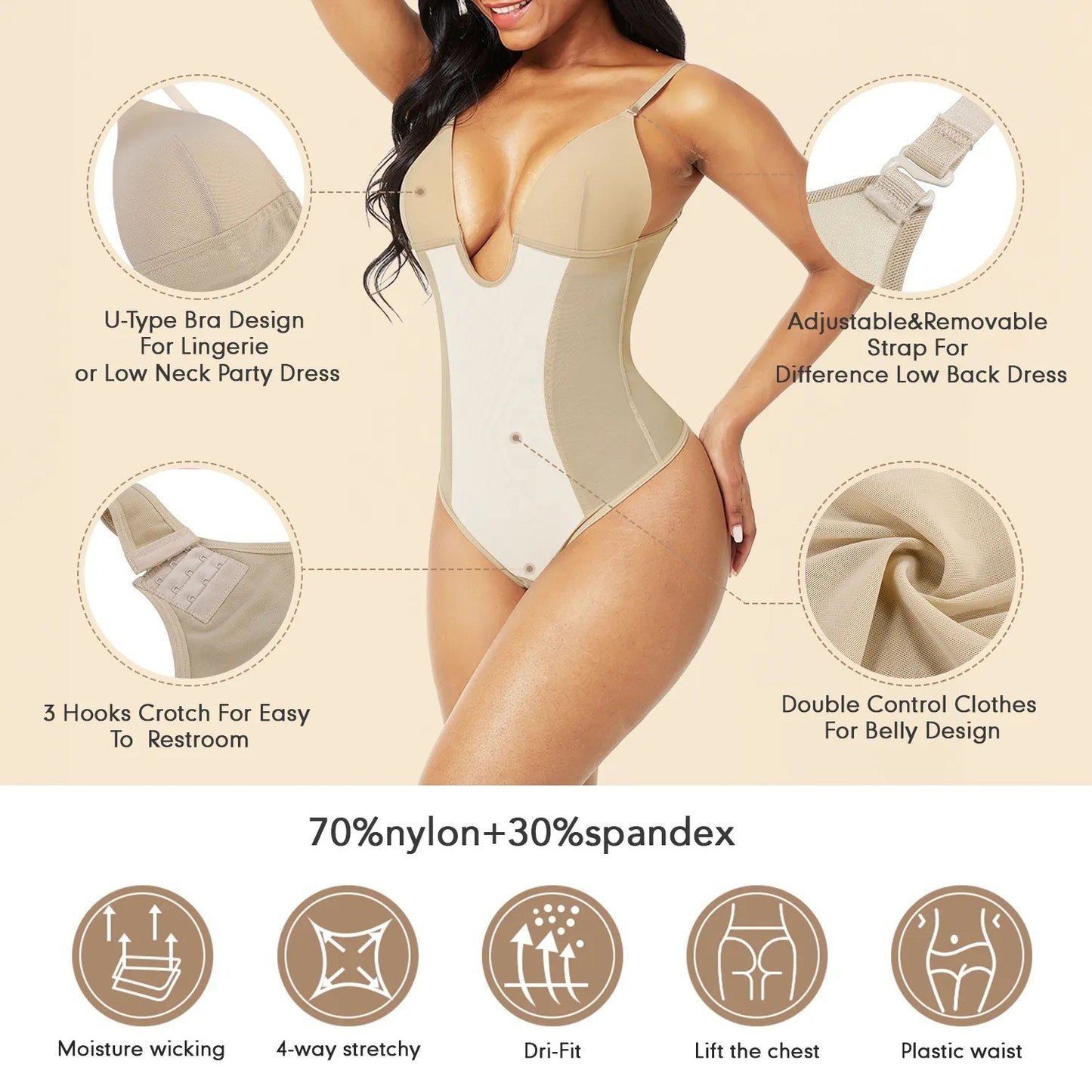 Cross-border Hip Clothes Tight Backless Belly Contraction Waist Body Shaping Corset One-piece T-back Slimming