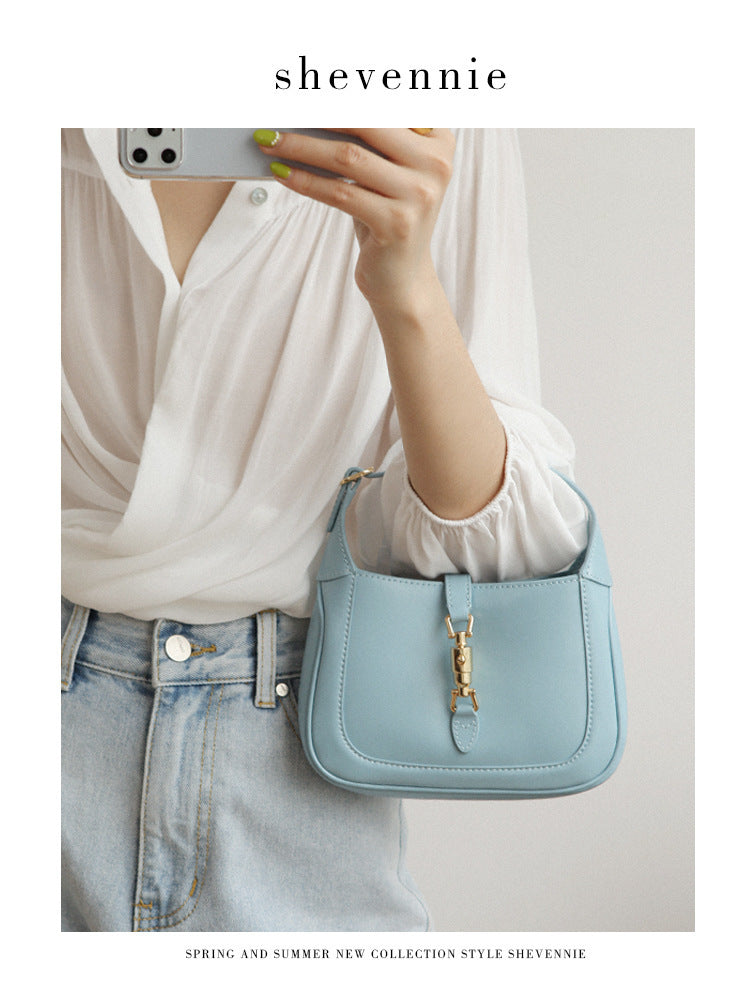 Milk  Leather Handbag Mini Small Mobile Phone Bag Oblique