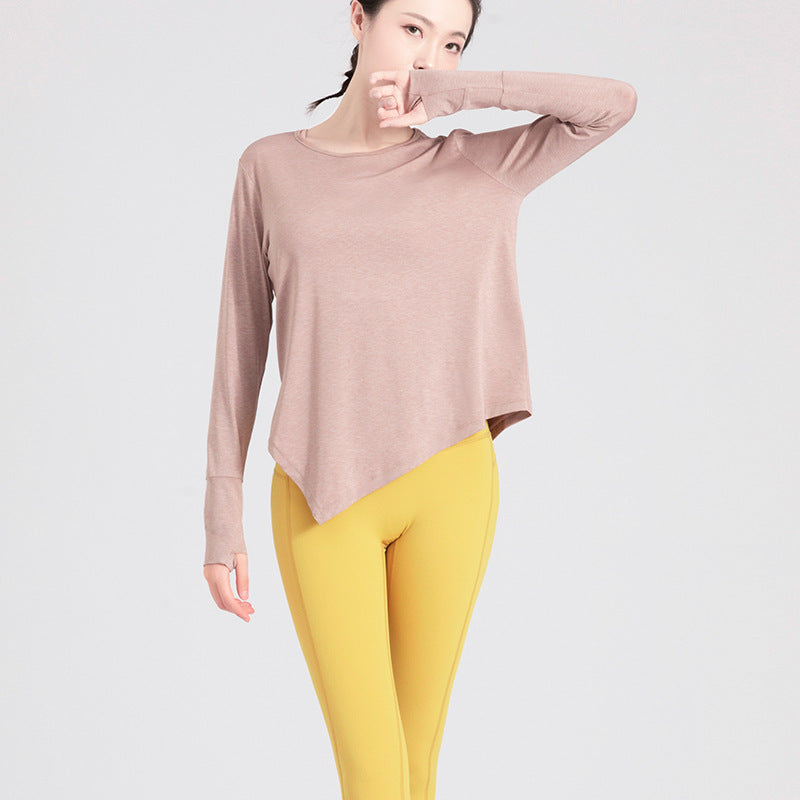 Lace-up Yoga Clothes Women's Quick-drying Nude Loose Long-sleeved T-shirt