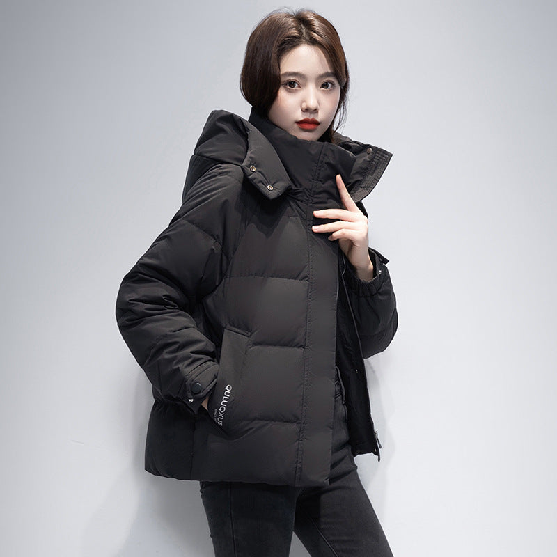 Winter Fashion Short White Goose Down Hooded Down Jacket