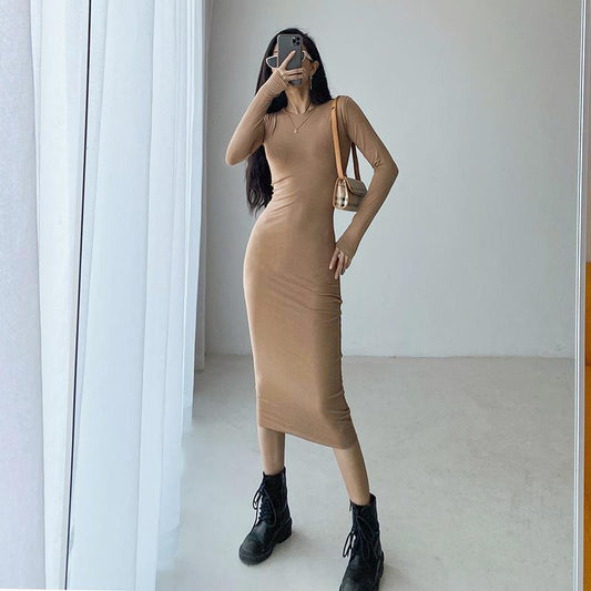 Women's French Long Sleeve Tight Dress