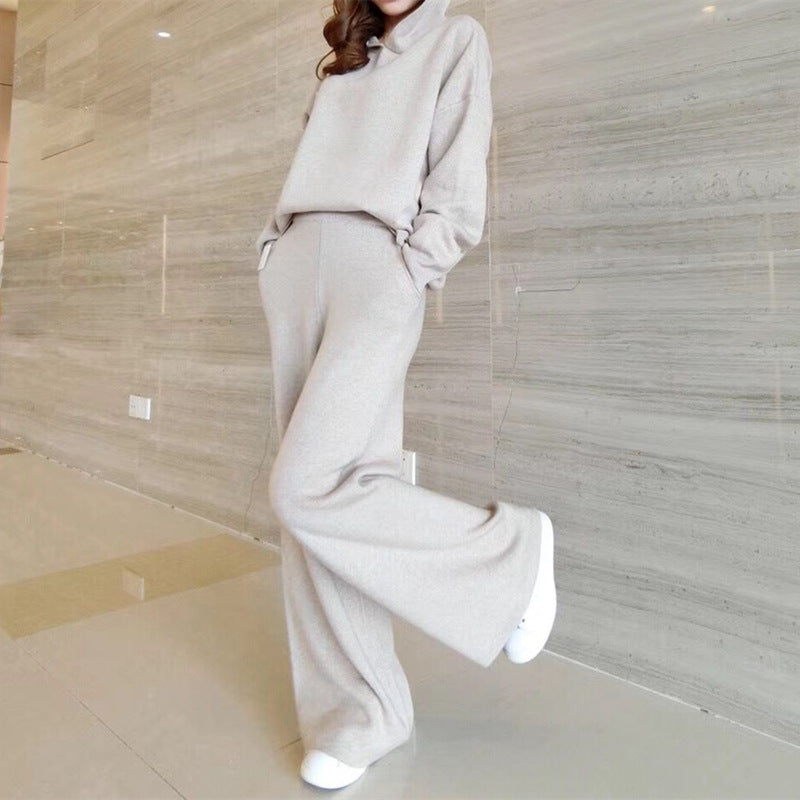 Two-piece Women's Loose-fitting Blouse And Wide-leg Pants