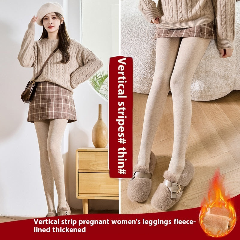 Autumn And Winter Maternity Pantyhose Vertical Stripes Female