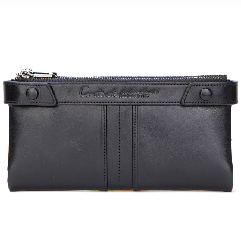 Cowhide Women's Wallet Two Fold Long Zipper Women's Clutch