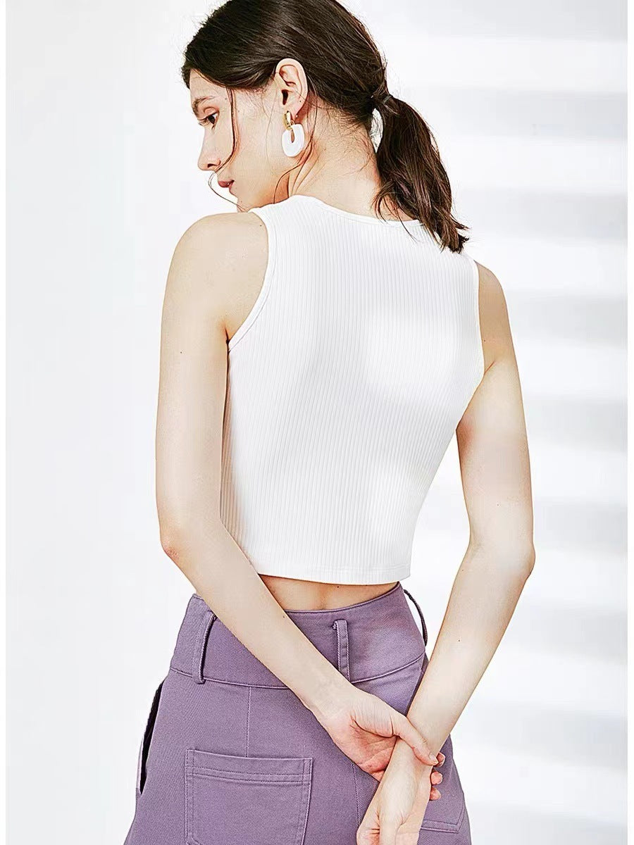 Summer Knitted Slim White Inner Bottoming Top