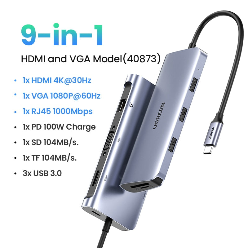 8 Ports Universal USB-C Hubs