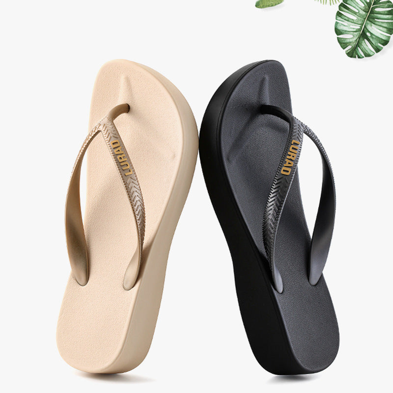 Wedge Flip-Flops Women's Platform Square Toe Slippers