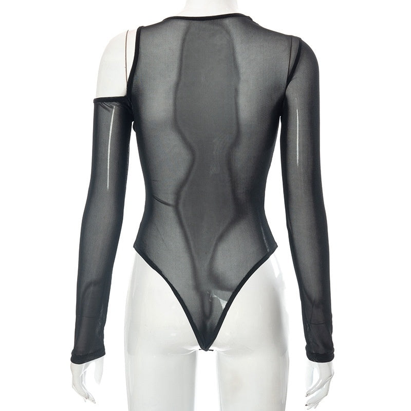 Mesh Perspective Tight Long Sleeve Bodysuit