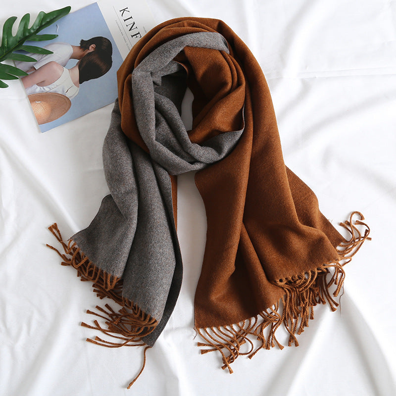 Cashmere-like Solid Color Scarf Double-sided Two-tone