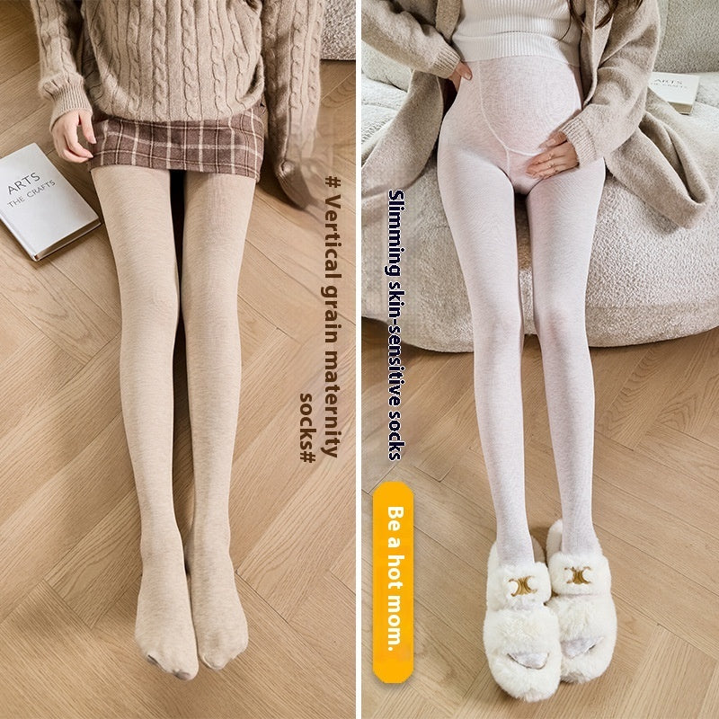 Autumn And Winter Maternity Pantyhose Vertical Stripes Female