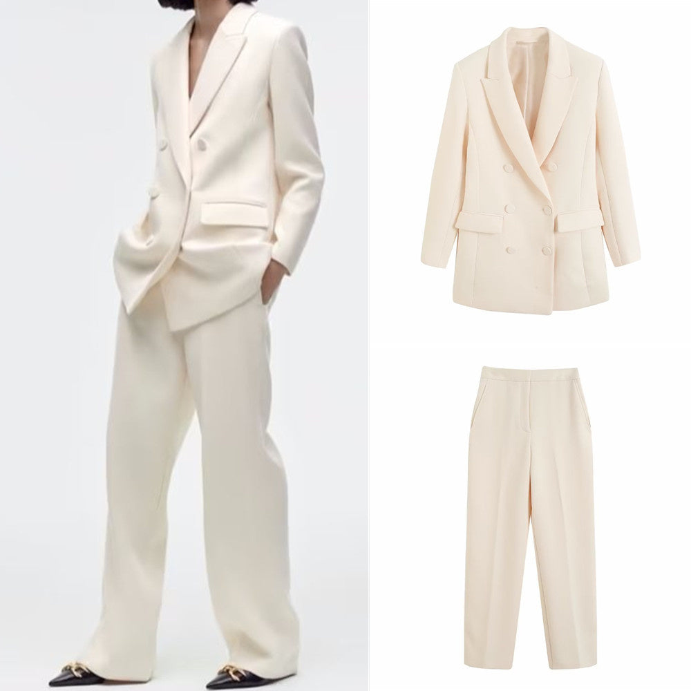 Women's Coat Wide Leg Pants Suit