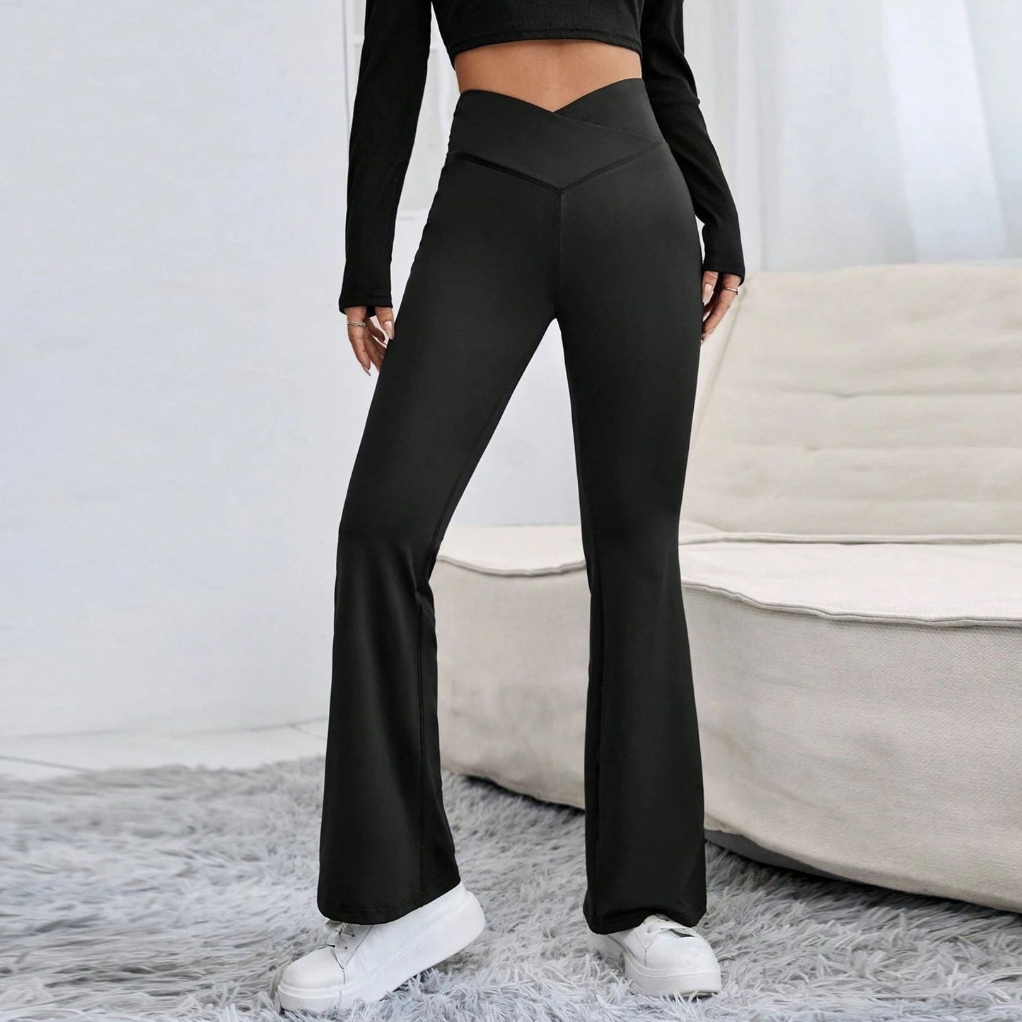 Cross Waist Thin Yoga Pants High Waist American Micro Pull Mop Casual Sports Trousers