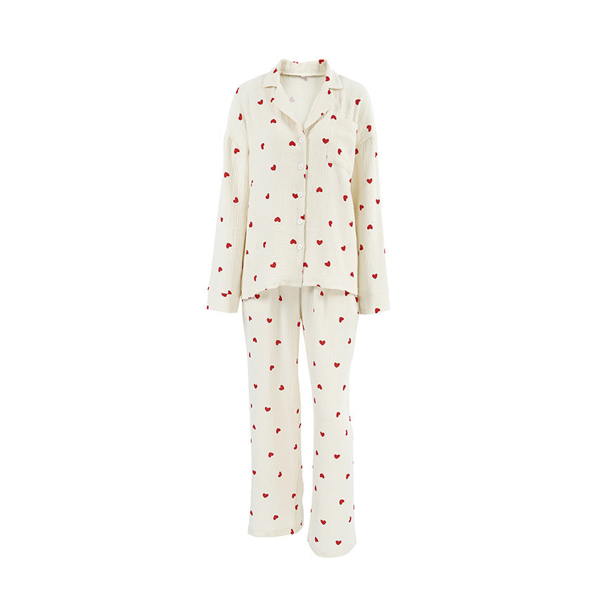 Heart Printing Women's Pajamas Two-piece Set