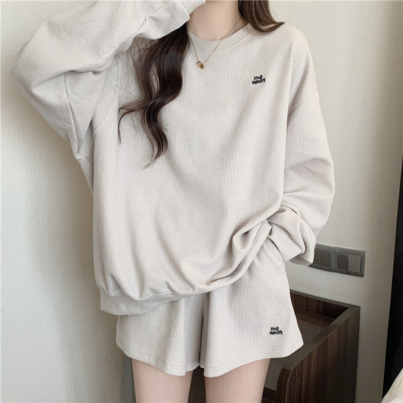 Sweater Wide Leg Shorts Two-piece Set