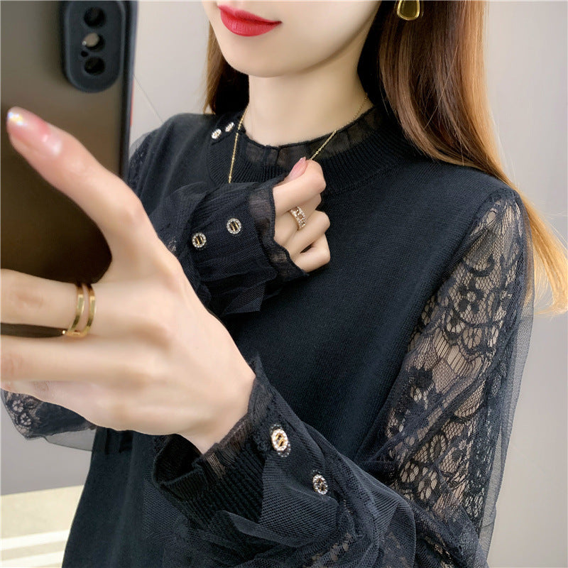 Lace Autumn And Winter Thin Loose Fashionable Stylish Sweater Short Knitted