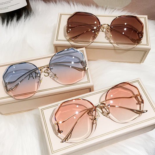 Frameless Cut Edge Ocean Gradient Tea Sunglasses