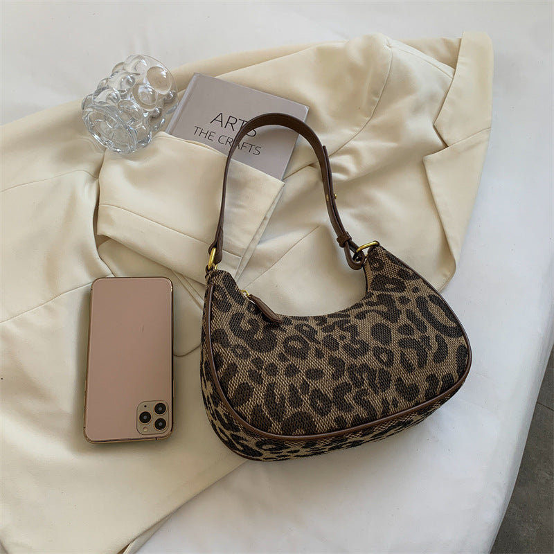 Retro Leopard Print Small Bag Women Fashion Texture One Shoulder