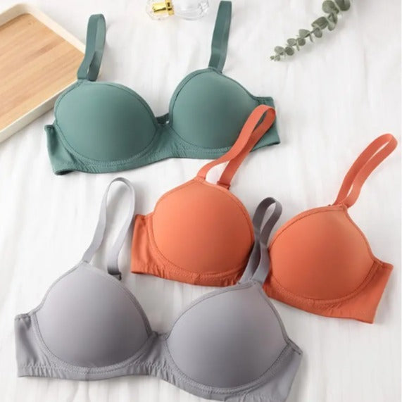 Push Up Breast Holding Thin Cup Bra With Steel Ring