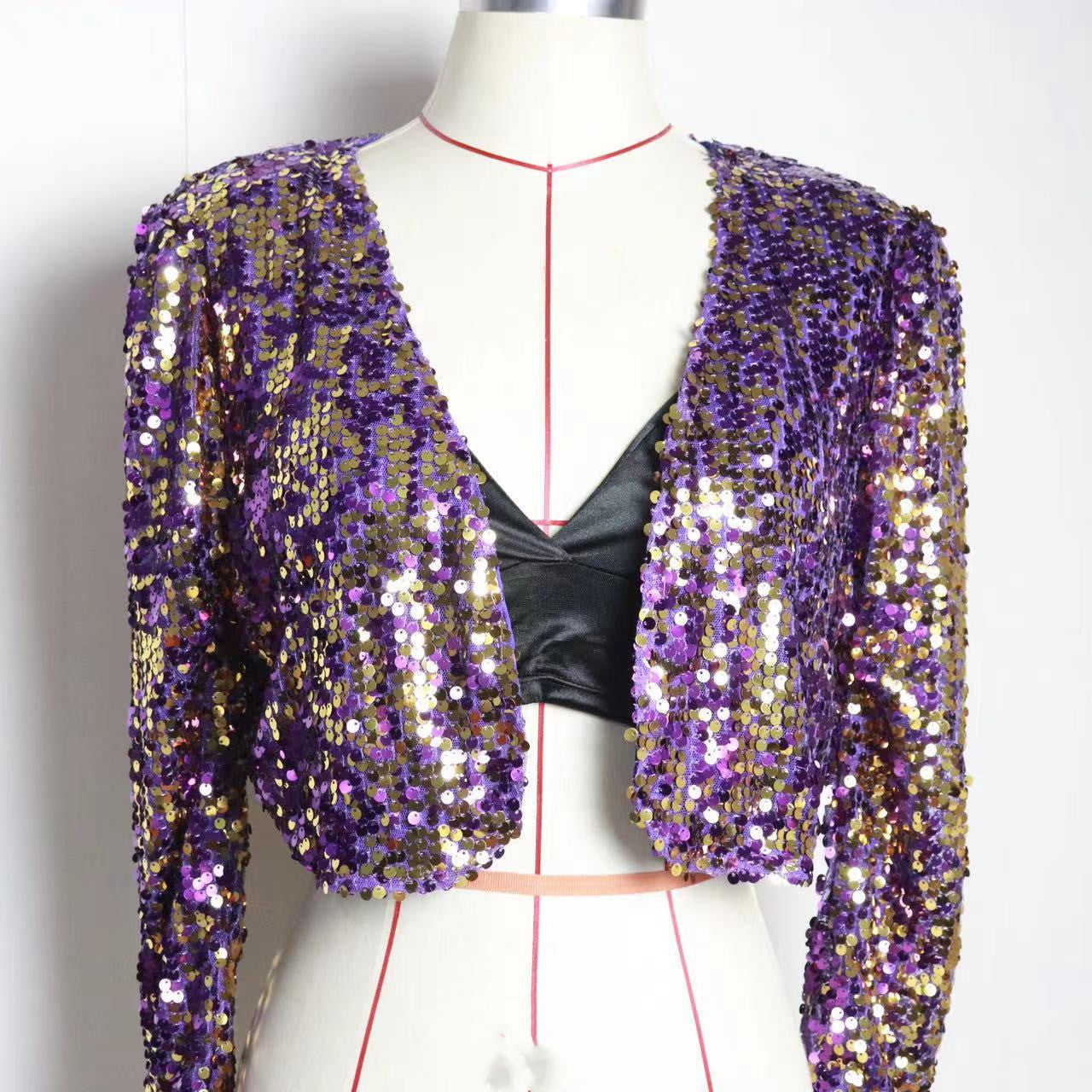 Veste de costume à paillettes à paillettes pour femmes