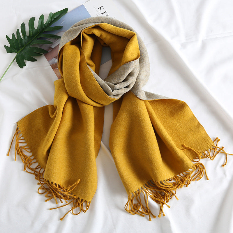 Cashmere-like Solid Color Scarf Double-sided Two-tone