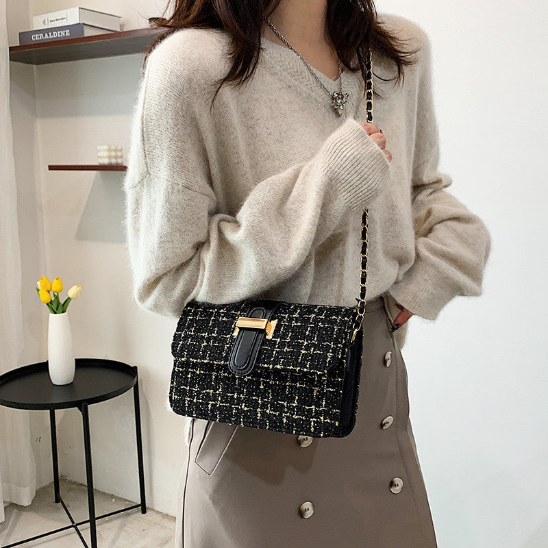 Fashion Woolen One Shoulder Messenger Bag For Women