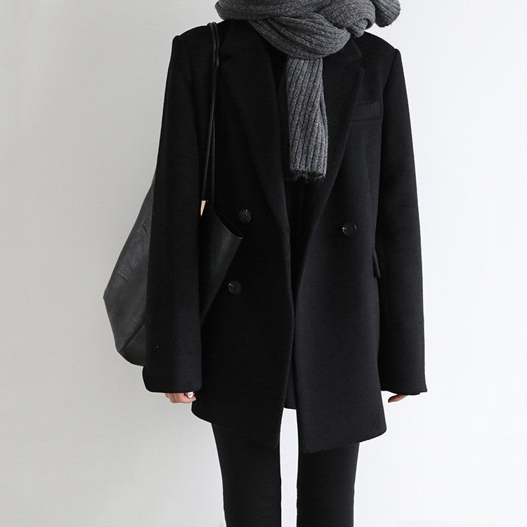 Women's Wide Shoulder Woolen Suit Coat