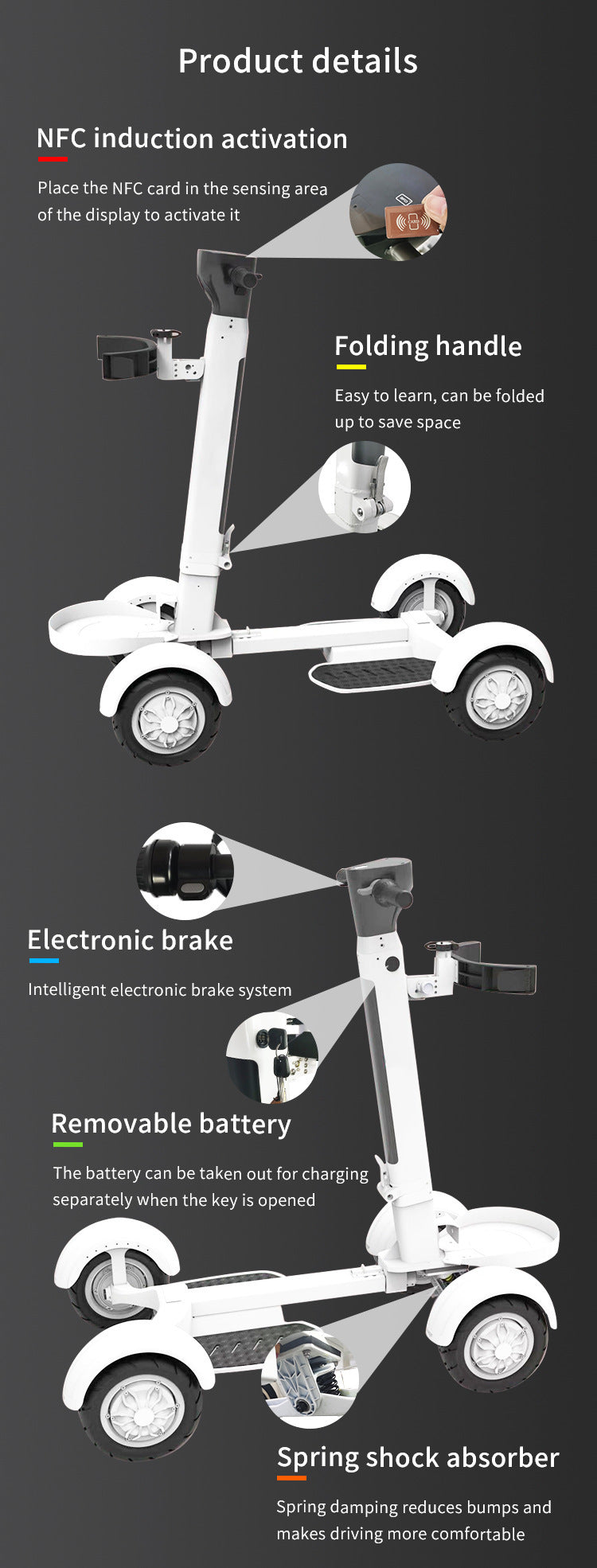 Golf à quatre roues électrique Light Light Longboard Lawn Course Scooter