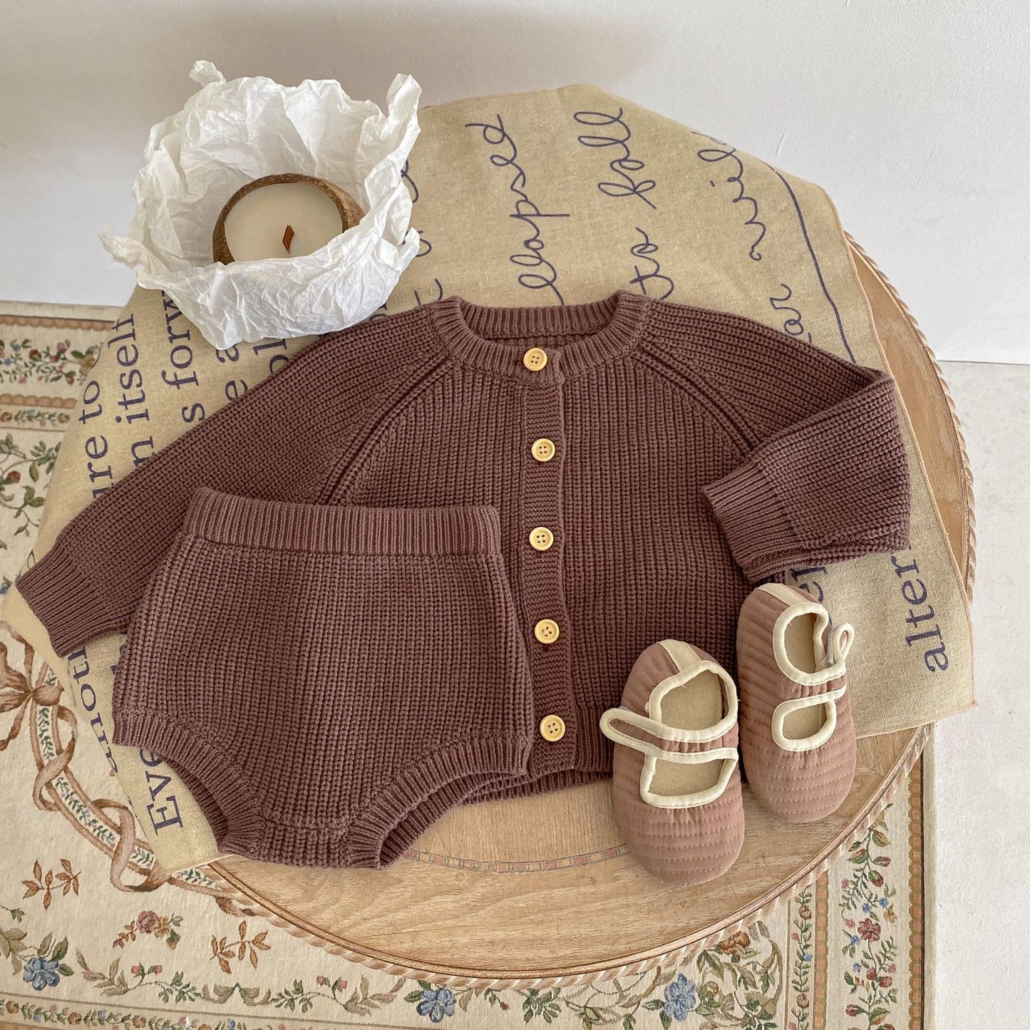 Baby Cotton Yarn Bulky Underpants Cardigan Coat Two-piece Suit