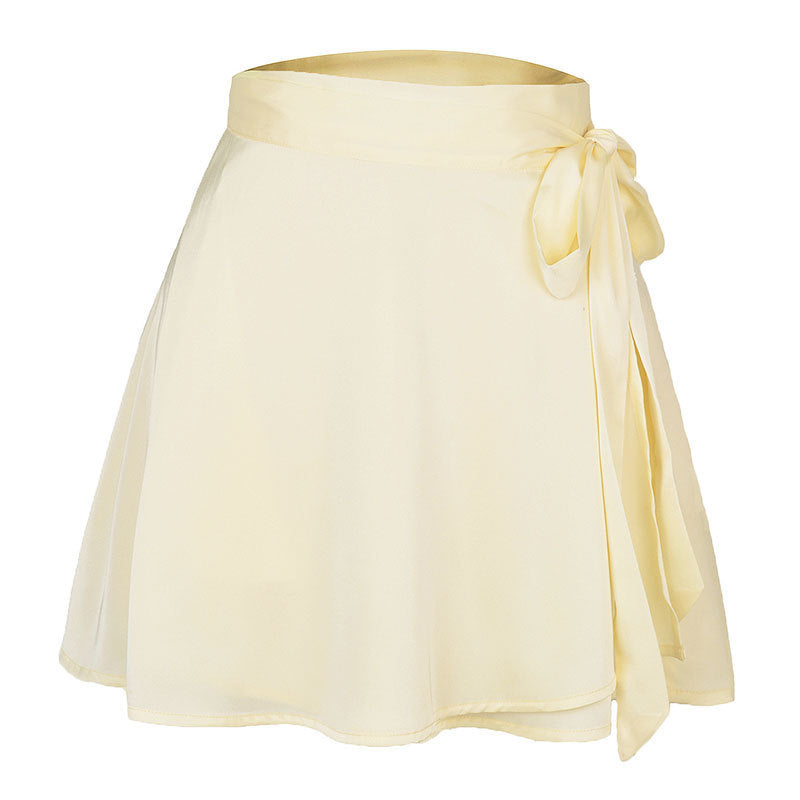 Hip-packed Solid Color Skirt Female Fashion Chiffon Satin High Waist A-Line Short Skirt