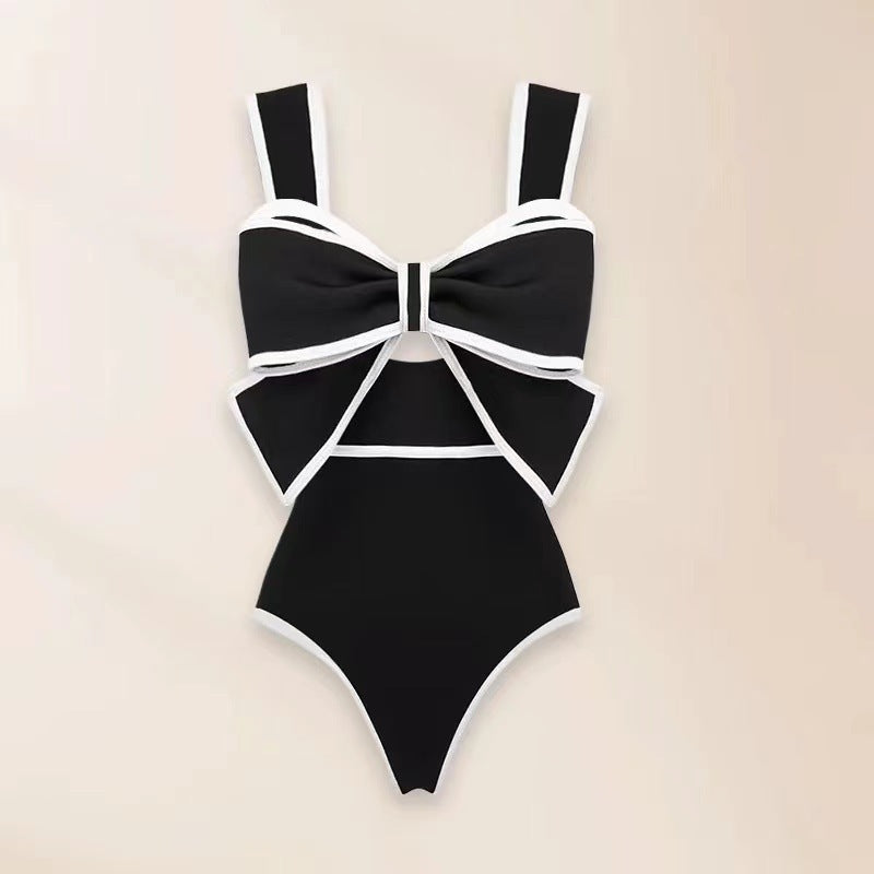 One-piece Swimsuit Female Beach Dress Bow Round Skirt