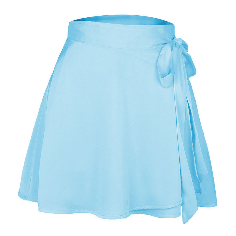 Hip-packed Solid Color Skirt Female Fashion Chiffon Satin High Waist A-Line Short Skirt