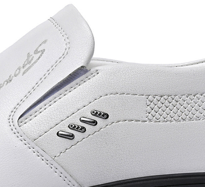 Men's British White Slip-on Leather Shoes