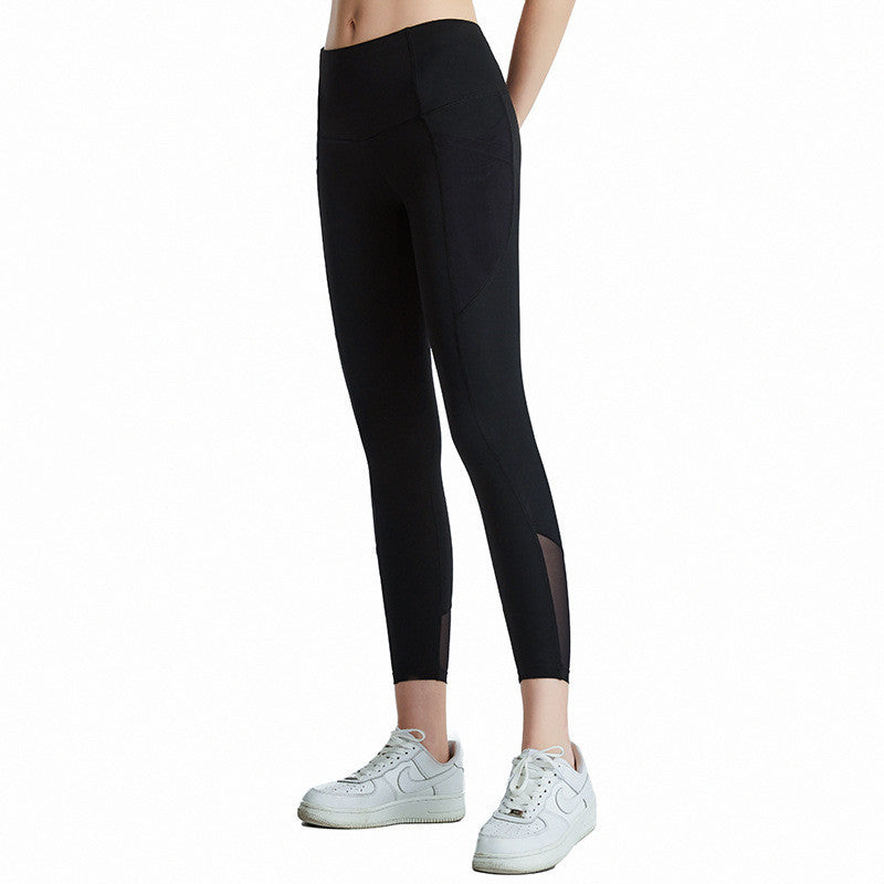 Pantalon de fitness sportif à mailles à mailles hollows nus