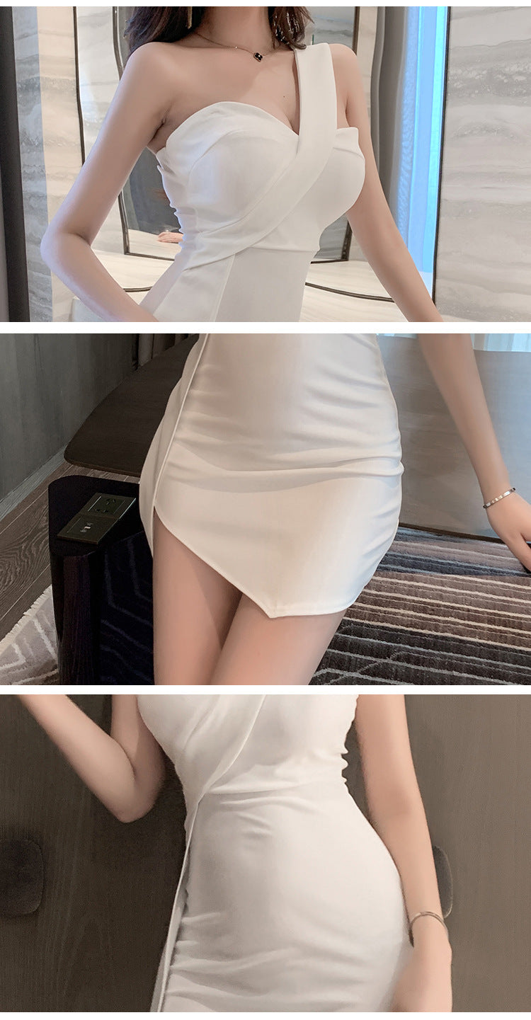 Package Hip Short Skirt Suspenders Temperament Commuter Solid Color Fashion Dress