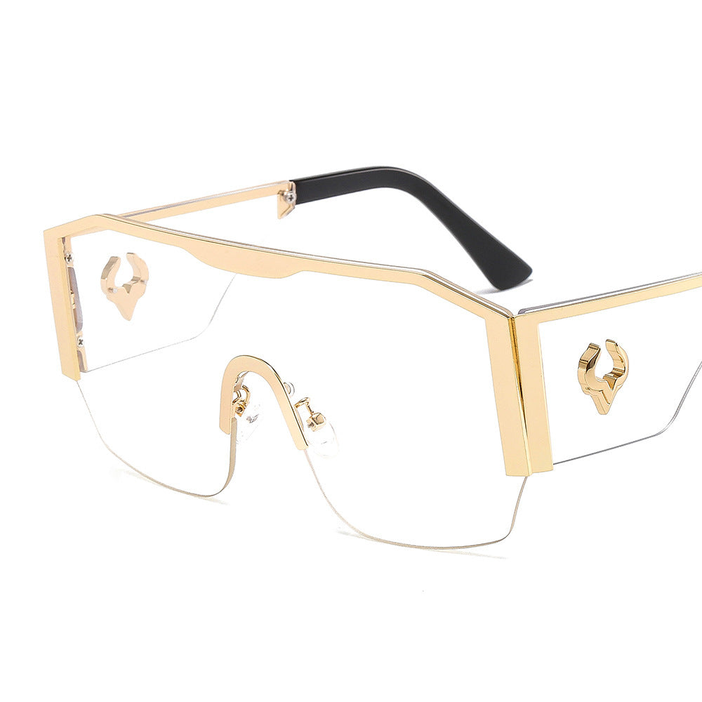 Large Frame One-piece Metal Sunglasses