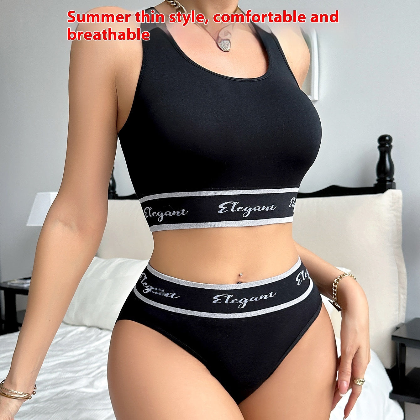 Cross-border Underwear Suit Push Up Breast Holding Top Support Full Cup Sport Letters Bra