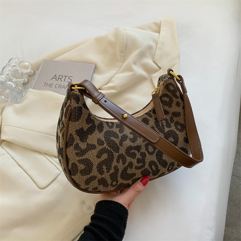 Retro Leopard Print Small Bag Women Fashion Texture One Shoulder