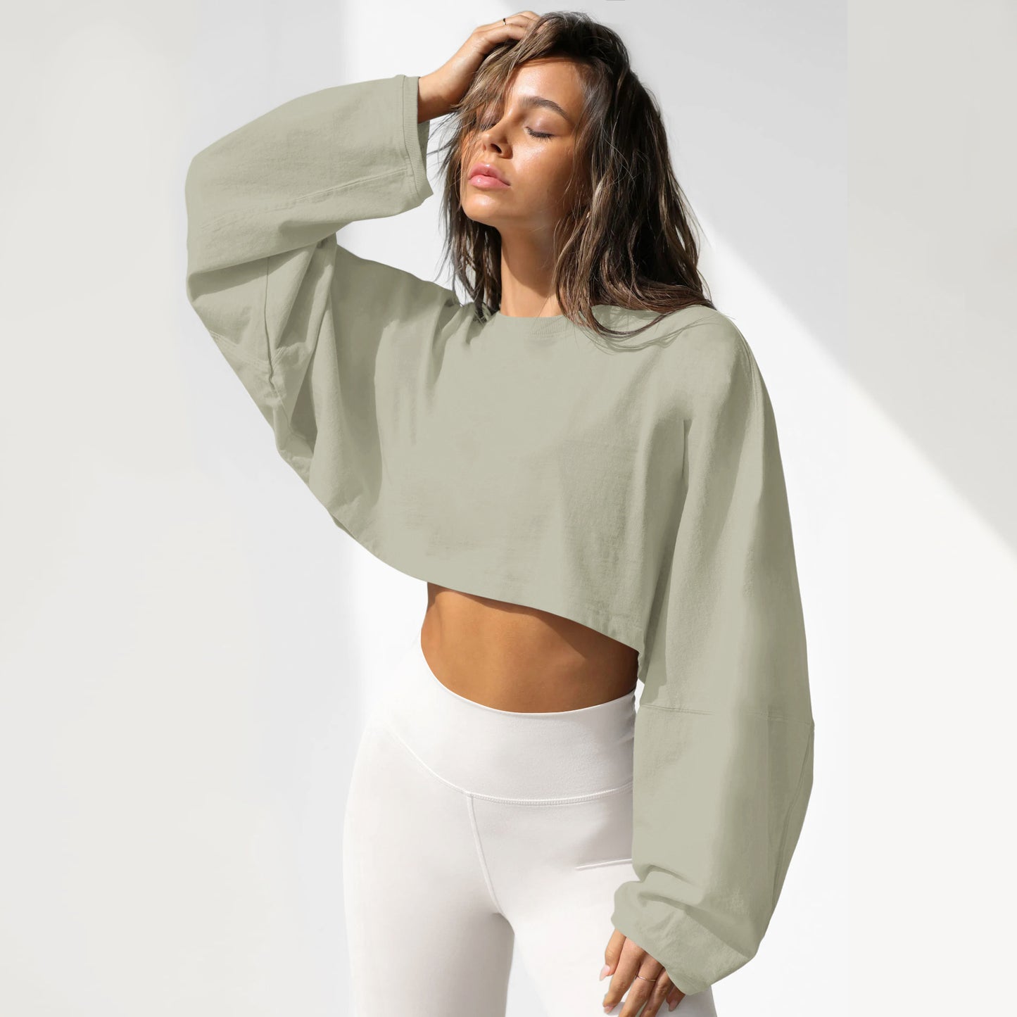 Round Neck Sweater European And American Women's Short Sports Bottoming Shirt