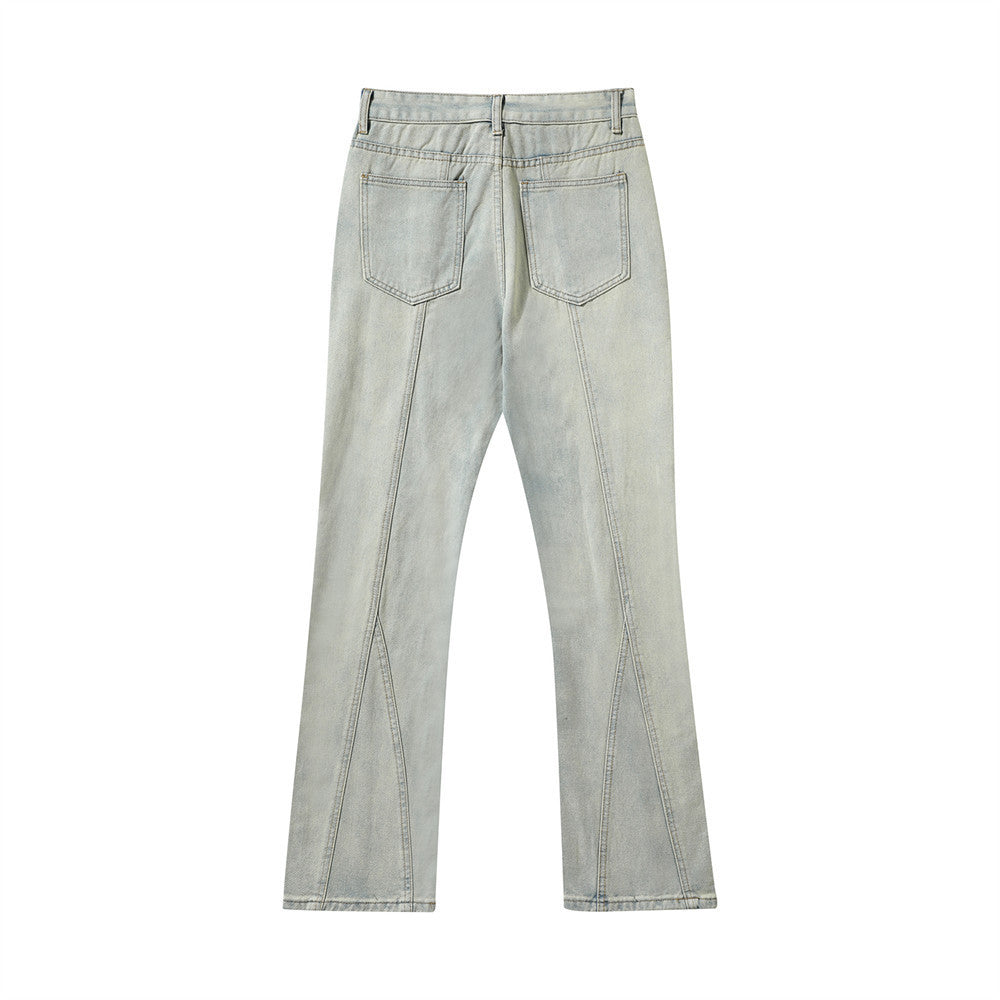 Washed Bright White Straight Jeans For Men