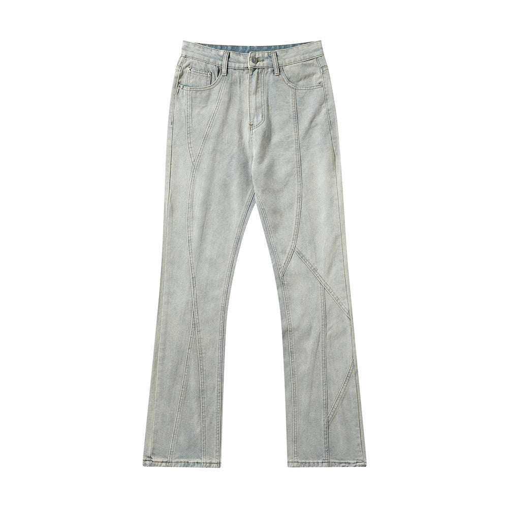 Washed Bright White Straight Jeans For Men