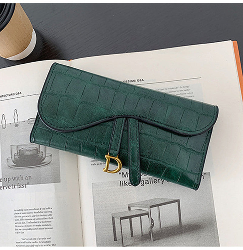 Buckle Folding Stone Pattern Multi-card Card Holder