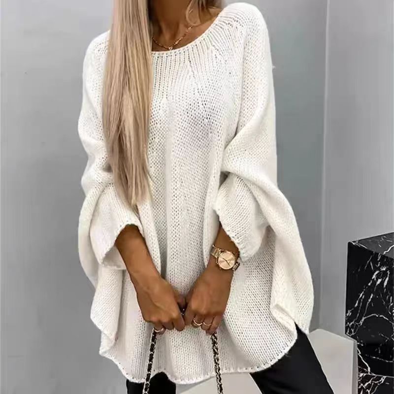 Winter Loose Batwing Sleeve Pullover Sweater Fashion Oversized Knitted Shawl Sweater Tops For Women Clothing