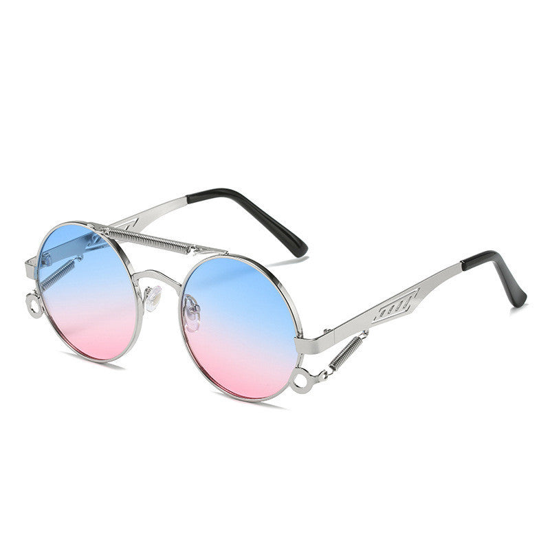 Men's And Women's Fashion Retro Spring-legged Double-beam Metal Glasses